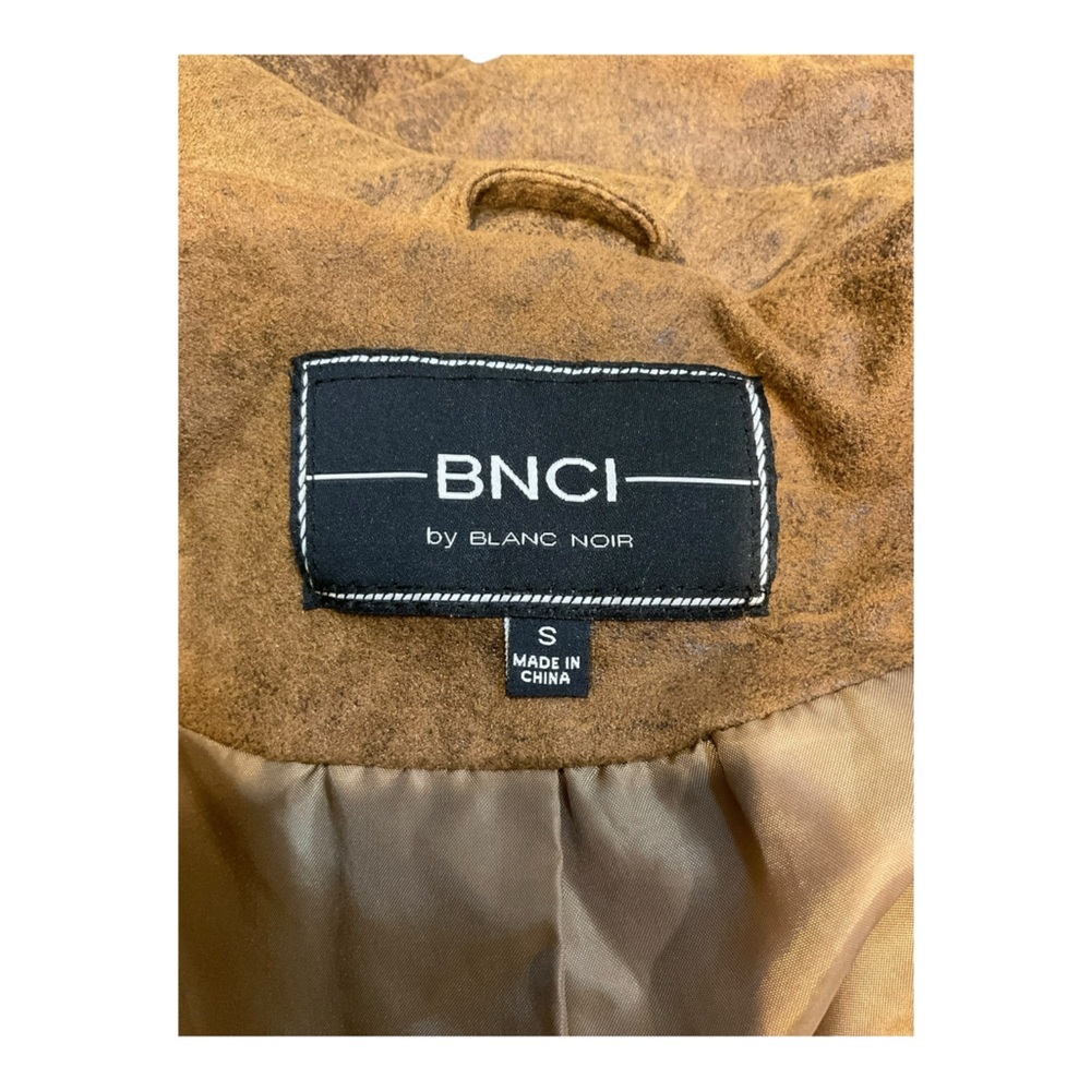 BNCI Blanc Noir Women’s Brown Moto Zipper Biker Vegan Suede Jacket Size Small - Picture 6 of 15